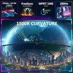 Z-Edge 27 inch Curved Gaming Monitor, FHD 1080P 240Hz 280Hz Curved 1500R Computer Monitor, Fast MPRT 1ms Monitor, 350nits, 16.7M Colors, 4000:1 Contrast, UG27P 2X DP 1.2 Ports and 2X HDMI 2.0 Ports