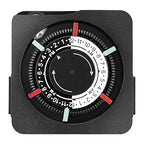 SURAIELEC Mechanical Timer with 2 Grounded Outlets, Indoor Electrical Plug in Timer with Trippers, 24-Hour Programmable and 3 Prong Outlets for Christmas Decorations, Plant Lights, Fan, 15A, Black
