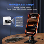USB C Wall Fast Charger Block, 40W 4-Port Type C Chargers Fast Charging Blocks PD Power Charger Adapter+QC 3.0 USB Multiport Charger Brick for Phone 17/16/15/14/13/12 Pro Max, i-Pad, Galaxy S25-2Pack