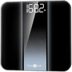 RunStar Digital Bathroom Scale for Body Weight with High Precision, Clear LED Backlight Display, Accurate Scale with 6mm Tempered Glass, 400lb, Silver