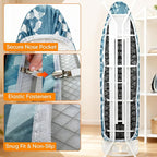 Ironing Board Cover and Pad, 21x54 Extra Large Thick Iron Padding, Scorch & Stain Resistant Ironing board cover, Heavy Duty Iron Board Padded with Adjustable Fasteners Elastic Edge, Aqua Blue