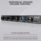 Pyle 6 Channel High Power Stereo Speaker Selector with Volume Control - Rugged and Durable Housing Construction, Cabinet Heat Sink, Plug and Play Easy Install - PLSHVC612