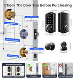 Veise VE017-K Fingerprint Smart Lock with 2 Knobs, App Control, Keyless Entry Front Door Lock with Handle Set, Electronic Digital Touchscreen Keypad Deadbolt, IP55 Waterproof, Auto-Lock, Matte Black