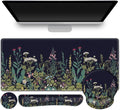 ToLuLu Desk Mat, XXL Large Mouse Pad Wrist Support Set，4 in1 Gaming Mousepad Desk Pad+ Ergonomic Mouse Pad with Wrist Rest + Keyboard Wrist Rest+Coaster for Home Office Computer Table, Weeds Plants