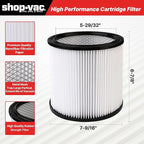 Shop-Vac 90304 Cartridge Filter and 90585 Foam Sleeve Filter, for Most Shop-Vac Wet/Dry Vacuum Cleaners 5 Gallon and Above, Brush Tool Included, Replace Parts # 9058500,9030400,9034400, 3 Pieces
