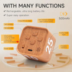 Rotating Productivity Timer 5, 25, 10, 50 Minutes Preset, Desk Cube w/Gravity Sensor for ADHD, Mute Functions, Ideal for Work, Study, Kitchen, Back to School (1, Wood Grain Finish)