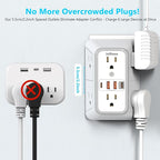 JcBlaon Multi Plug Outlet Surge Protector, Wall Charger with 6 Outlet Splitter with 4 USB Ports(PD 20W), 3-Sided 1050J Surge Protector Power Strip for Home Office Dorm Room Essentials