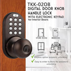 MiLocks TKK-02OB Digital Door Knob Lock with Electronic Keypad, Oil Rubbed Bronze, Keypad Lockable