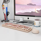 Wireless Keyboard and Mouse, KOOTOP Cute Keyboard and Mouse, 2.4G Wireless Keyboard with Retro Round Keycap for PC, Mac, Laptop,Computer Windows (Milk Tea)