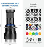 Bussi MG06 Max Bowens Mount Snoot with 40 Gobos, 36° Lens Optical Snoot Spotlight for Photography Video Shape Light Studio,GOBO Light, Strobe Bowens Mount