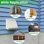8 Inch Hooded Wall Vent with Screen and Damper,Outdoor Wall Exhaust Vent Cover Wall Cap for Exterior Kitchen Range Hood Ventilation Dryer HVAC Duct Air Exhaust, Galvanized Steel, White