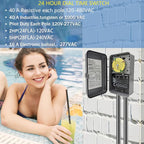 T104R Mechanical Timer Switch, 208–277 VAC 40 Amp,Pool Pump Switch, 24 Hour 12 ON/Off for Pump, Heavy Duty Pool Timers Outdoor, Timer for Pump Lights HVAC Systems, 5 Years Warranty