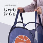 Handy Laundry Collapsible Mesh Pop Up Hamper with Wide Opening and Side Pocket - Breathable, Sturdy, Foldable, and Space-Saving Design for Clothes and Storage (Sports)