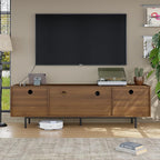 WODNITURE 71inch TV Stand with Storage & 2 Drawers, Mid-Century Modern TV Stand for Tvs Up to 88", Wood Entertainment Center with Charging Station for Living Room, Bedroom