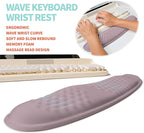 KUOSGM 2-in-1 Ergonomic Set, Wave Rise Keyboard Wrist Rest and Massage Bulge Slope Mouse Pad Wrist Support, Cushion Memory Foam Integrated to Relieve Wrist Pain, Purple