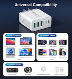 60W USB C Wall Charger Block, 2Pack 5-Port C Charger Fast Charging Block Dual PD Power Adapter&QC 3.0 Wall Plug Multiport Type C Charging Cube Brick for iPhone 12/13/14/15/16/17 Pro Max, iPad,Samsung