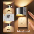 L LOHAS LED Night Lights Plug into Wall, Dimmable Night Light with 3 Level Brightness, 3000K Soft White, 2 Pack, Grey