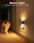 VOLISUN Night Lights Plug into Wall, 2 Pack Up and Down LED Night Light with Dusk to Dawn Light Sensor, 3000K Warm White Nightlight for Hallway, Bedroom, Bathroom, Kitchen Black