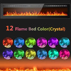 90 inch Ultra-Thin Electric Fireplace Recessed and Wall Mounted with Touch Screen Control Panel/Remote Control/App Control - Timer,Realistic 5 Flame - Crystal