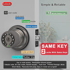 iulock Smart Door Knob with Keypad and Key,Keyless Entry Door Lock with Rubber Grip, Auto Lock,50 User Code,Waterproof, Easy to Install and Program for Bedroom(Stain Nickel Same Key 2 Pack)