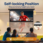 VIVOHOME 120 Inch 1:1 Pull Down Projector Screen, HD 4K Retractable Movie Screen for Indoor Home Theater and Office, Manual Projection Screen with Auto Locking (84Wx84H Inch Display Area)
