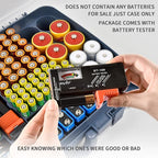 Aptbyte Battery Organizer Storage Holder Box Case with Tester- 269 Batteries Double-Sided Variety Pack, Holds AA AAA 4A C D Cell 9V 3V Lithium LR44 CR2 CR123 CR1632 18650 Button- Blue (Box Only)