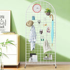 Asee'm Grid Wall Panels Display Stand 2.6' x 5.8' FT White Movable Wire Grid Wall Display Rack Heavy Floorstanding Detachable Girdwall Panel with T-Base for Craft Show Rack, Retail Displays 1PCS