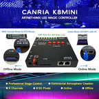 CANRIA K8MINI ARTNET+DMX Console LED Pixel Controller, for SPI-TTL LED Light, Online Offline, Addressable Programmable, 2G SD Card With 96 Program Modes and Offline Software.