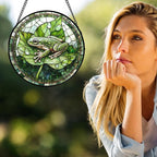 CRISGIF Stained Glass Window Hanging - Cute Frog Suncatcher for Doors Garden Patio Green Leaves Sun Catchers Decor Christmas Mother's Day Birthday Gifts for Women Men Mom Nana Boy Friend 11.8 in