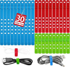 AROIC 30Pcs Reusable Silicone Cable Ties, 3-Size Adjustable Cord Organizer Set for Home Office & Travel Essentials - Under Desk Cable Management, Wire Organizer for Computer, Kitchen, Data Cords