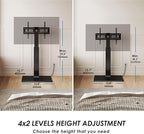 FITUEYES Floor TV Stand for 32-75 inch TV with Power Outlet, Tall TV Stand for Bedroom Living Room with Tempered Glass Base, Floor TV Mount Holds Up to 88lbs MAX VESA 600x400mm,Black