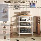 LELELINKY 4-Tier AV Media Player Stand, Stereo Stand, Modern Audio Shelf,Wooden TV Stand,Multifunctional Media Console Shelf, Suitable for Home, Conference Room, White