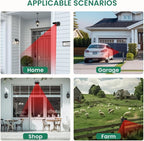 Wireless Driveway Alarm, Outdoor Weatherproof Motion Sensor & Detector with 600ft Range, Microwave Infrared Home Security Alert System for Driveway/Garage/Indoor/Outdoor (1 Receiver+2 Sensors)