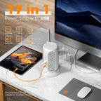 TESSAN Tower Power Strip with Individual Switches, Surge Protector with 12 Outlets, 5 USB Ports(2 USB C), Flat Extension Cord 10 Ft, 1250W, Charging Station for Multiple Devices, for Office, Dorm