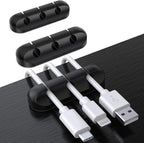 SOULWIT Cable Holder Clips, 3-Pack Cable Management Cord Organizer Clips Silicone Self Adhesive for Desktop USB Charging Cable Nightstand Power Cord Mouse Cable Wire PC Office Home