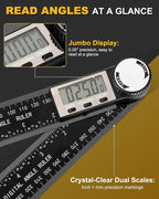 Protractor, Digital Angle Finder Protractor with LCD Display, 2-in-1 360° Angle Measuring Tool and Ruler, Precision Digital Protractor Ruler for Woodworking, Construction, Carpentry