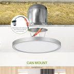 ASD LED 9" Round Flush Mount Ceiling Light Fixture, Low Profile Surface Lighting | 5CCT, Dimmable, Ultra-Thin, ETL Listed | 18W 1660LM 2700-6000K 120V | Kitchen, Hallway Lamp | Nickel, 12 Pack