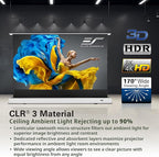 Elite Screens Kestrel Tab-Tension 2 CLR3, 121" 16:9, Ultra-Short Throw Ceiling Ambient Light Rejecting (CLR/ALR) Electric Floor-Rising Motorized Front Projector Screen, White Casing, FTE121XH3-CLR3