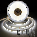 Pandery COB LED Strip 32.8ft,Dimmable Strip Lights, 6000K Daylight Super Bright LED Strip Lights, DC24V CRI90+,LED Tape Light with UL-Listed Power Supply, Indoor for Closet,Bedroom,Kitchen