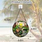 DASTOLL Stained Glass Window Hanging, Frog Playing Guitar Suncatcher Diamond Glass Panel Funny Sun Catchers Decor for Birthday for Women, Men, Wife, Aunt, and Mom 9.8 in