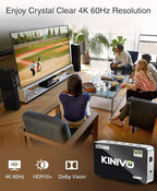 Kinivo HDMI Switch with Audio Extractor 560BNT (5 in 1 Out Hub, Toslink Optical Audio Port, SPDIF, 4K 60Hz Switcher, 18Gbps, IR Remote) - Compatible with Gaming Console, Cable TV, PC, Dolby Digital