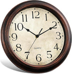 KECYET 12 Inch Wall Clocks Battery Operated Silent Non-Ticking Analog Wall Clock Vintage Retro Rustic Style Decorative for Living Room Kitchen Home Office(Bronze)