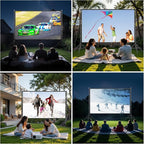 Outdoor Projector Screen with Stand, TOWOND 200 Inch Portable Projection Screen - Dual-Sided 16:9 4K HD Movie Screen, Wrinkle-Free Design & Carry Bag for Backyard Cinema