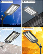 Gefolly SL-9600W Solar Street Light Outdoor 780000LM Wide Angle Commercial Parking Lot Lights Dusk to Dawn 6500K Flood Security Light IP67 Lamp for Basketball Court, Yard