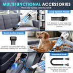 CKIKH Handheld Vacuum Cordless, 15000PA Strong Suction Hand Held Car Vacuum Cleaner Portable with Multi-Nozzles & Washable Filter, Lightweight Dust Busters Rechargeable for Home, Car, Office, Pets