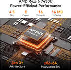 GEEKOM A5 Pro Mini PC (2026) with AMD Ryzen 5 7430U, 16GB DDR4 RAM(Upgradable to 96GB, Not LPDDR), 1TB NVMe SSD, Windows 11 Pro Desktop Computer Support 4 Displays/8K/Wi-Fi 6/6xUSB, 3-Year Coverage