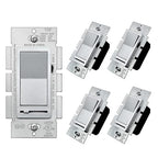 BESTTEN 5 Pack Matte Silver Dimmer Light Switch, Single Pole or 3-Way, Compatible with Dimmable LED, CFL, Incandescent and Halogen Bulb, LED Slide Dimmer Wall Switch, 120VAC, UL/cUL Listed