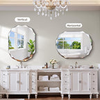 GLASHOM Frameless Bathroom Mirror, 30x40 inch Frameless Wall Mirrors Beveled Edge Wall Mounted, Oval Mirror for Bathroom, Living Room, Over Sink, Entryway Mirror Horizontal or Vertical