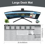 Baziabbo Office Desk Mat, Excel Cheat Sheet Keyboard Mat, Excel Shortcut Desk Pads,Non-Slip Excel Mousepad with Stitched Edges for Computer (Sheet Grey)