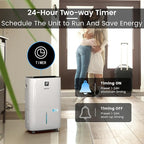 Yaufey 150 Pints Energy Star Dehumidifier with Pump for Home, Basement and Large Room up to 7500 Sq. Ft., With Drain Hose, Timer, Intelligent Humidity Control and Large Water Tank